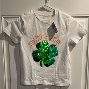 NWT IRELAND Flip Sequin White Clover Kids Shirt